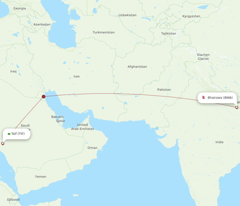 TIF-BWA flight routes