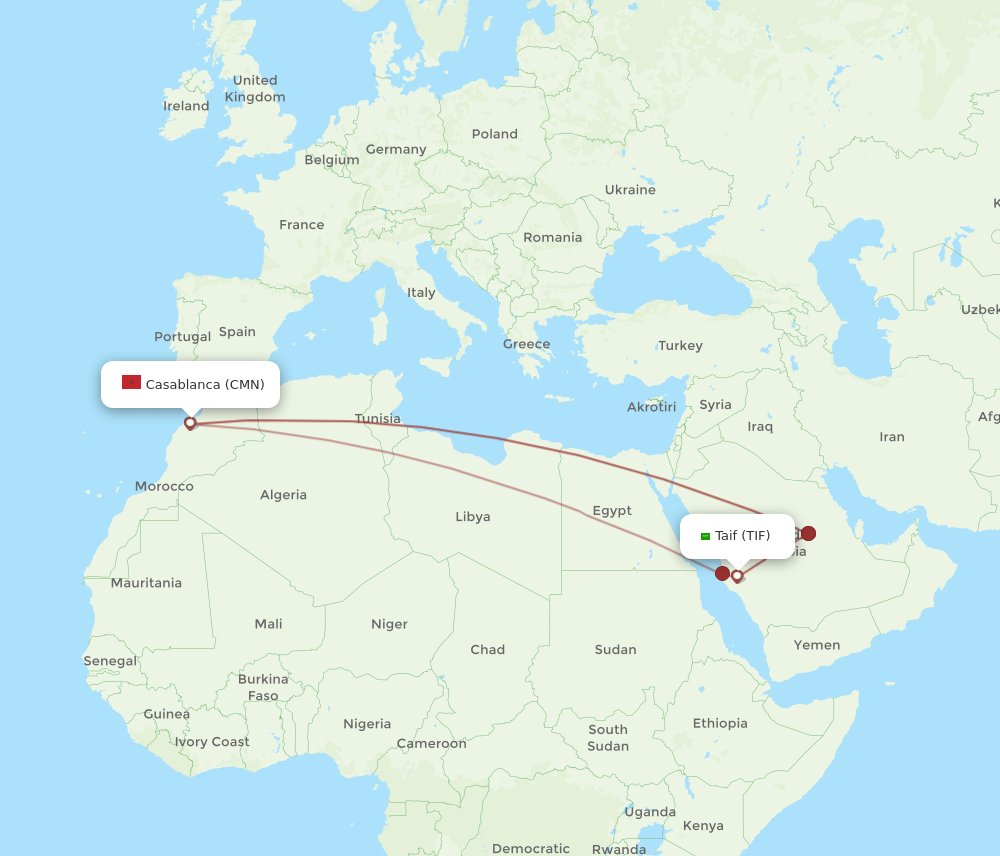 TIF-CMN flight routes