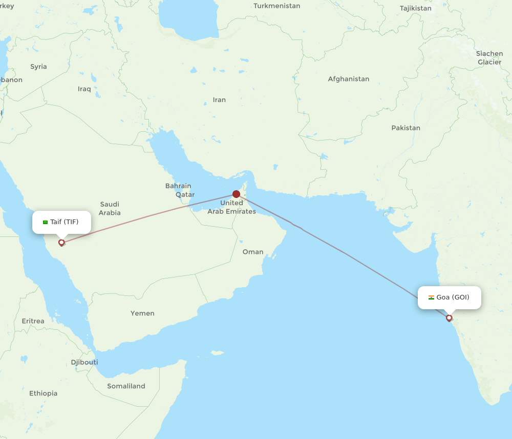 TIF-GOI flight routes