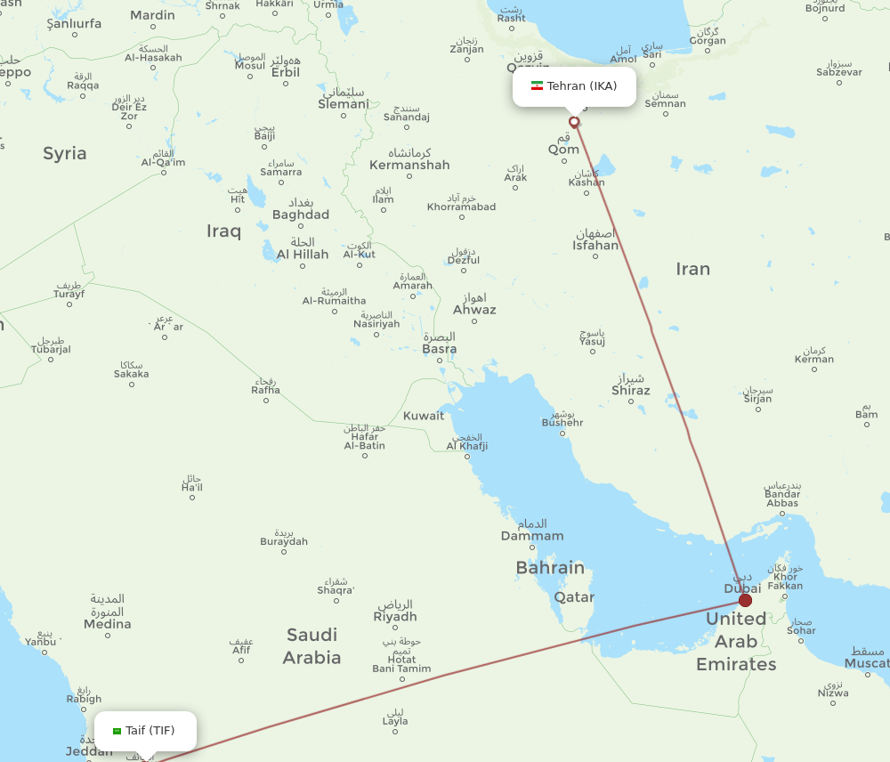 TIF-IKA flight routes