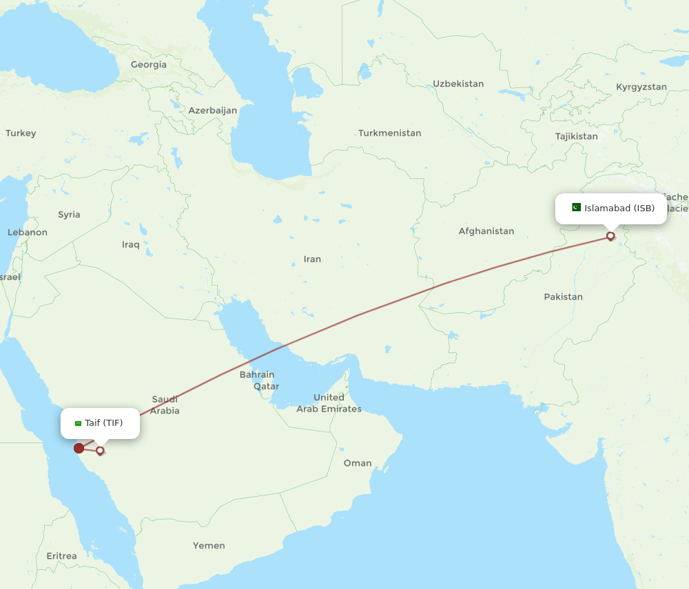TIF-ISB flight routes