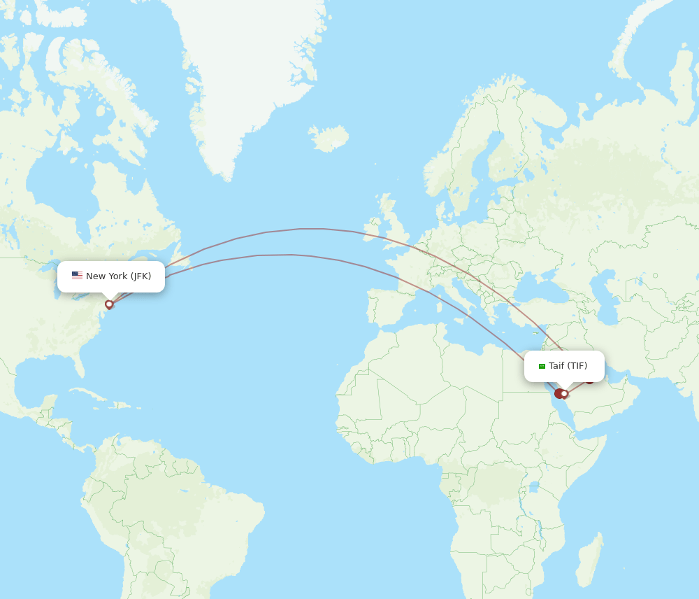 TIF-JFK flight routes