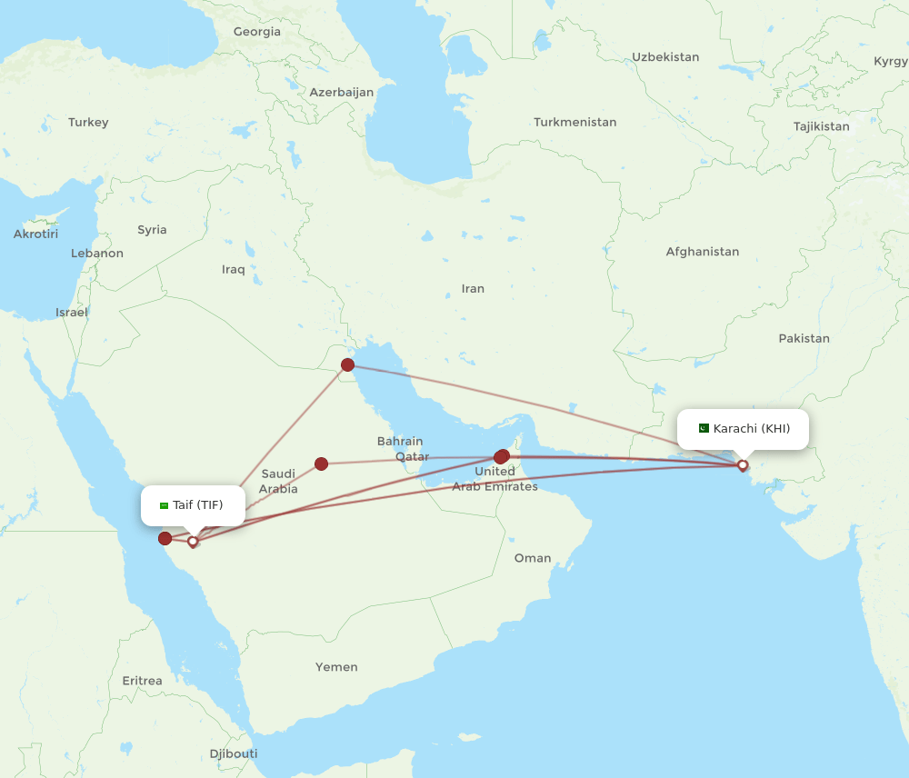 TIF-KHI flight routes