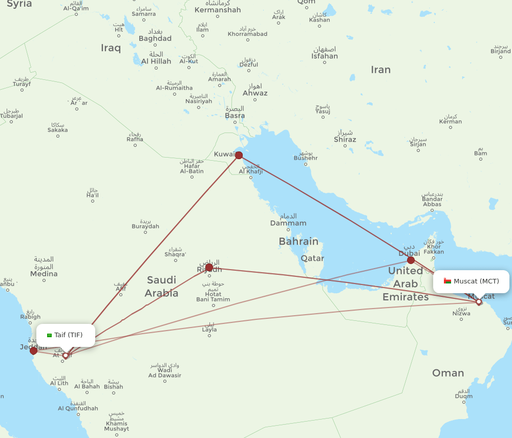 TIF-MCT flight routes