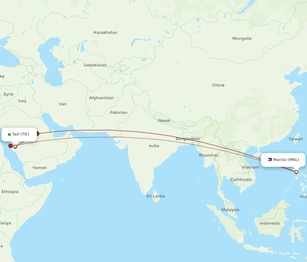 TIF to MNL flights and routes map