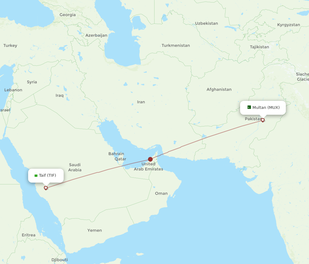 TIF to MUX flights and routes map