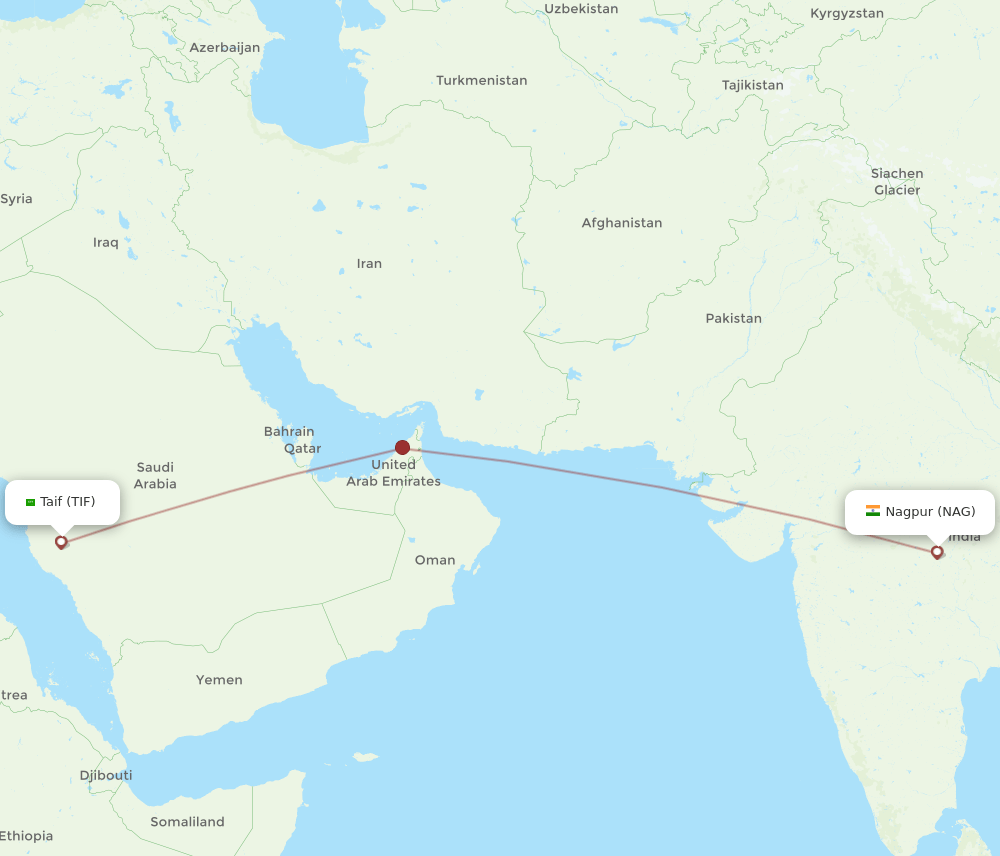 TIF to NAG flights and routes map