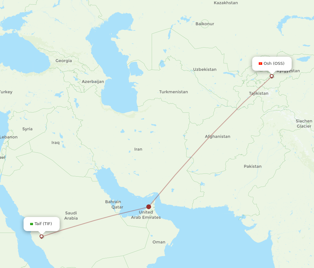 Taif - Osh route map and flight paths