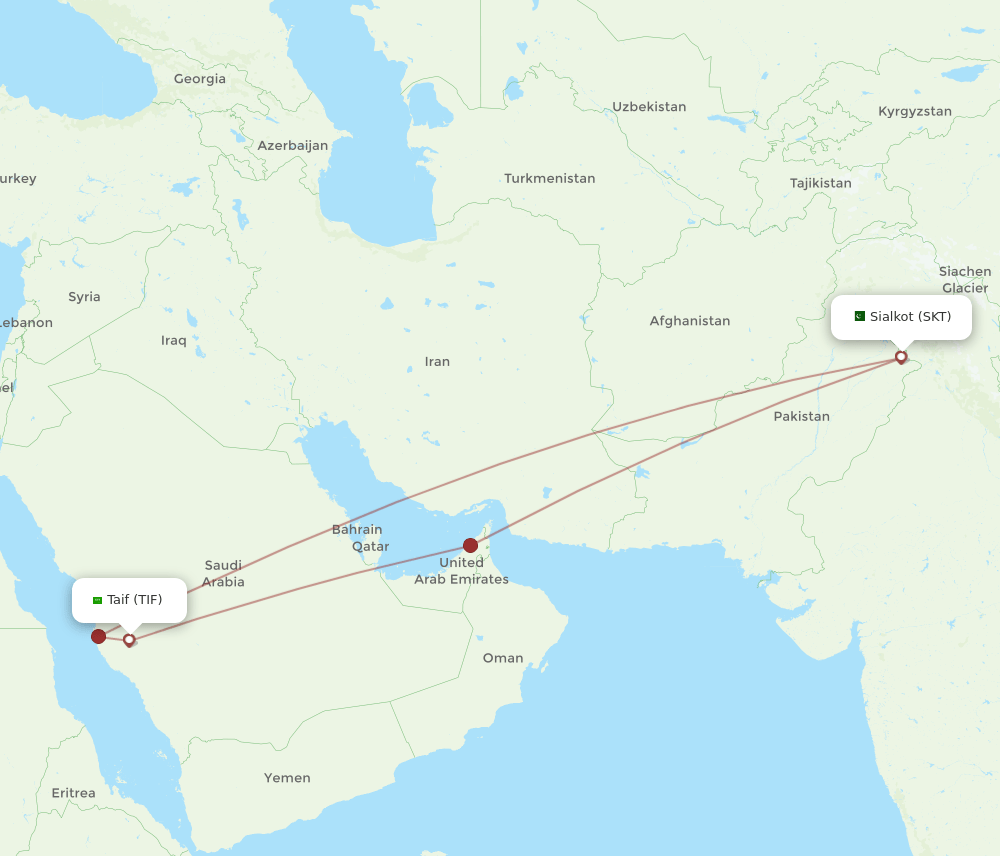TIF-SKT flight routes