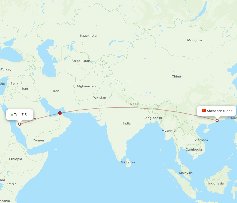 TIF-SZX flight routes