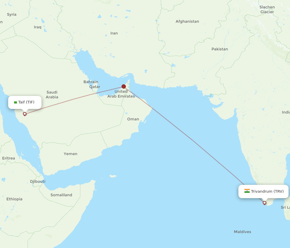 TIF-TRV flight routes