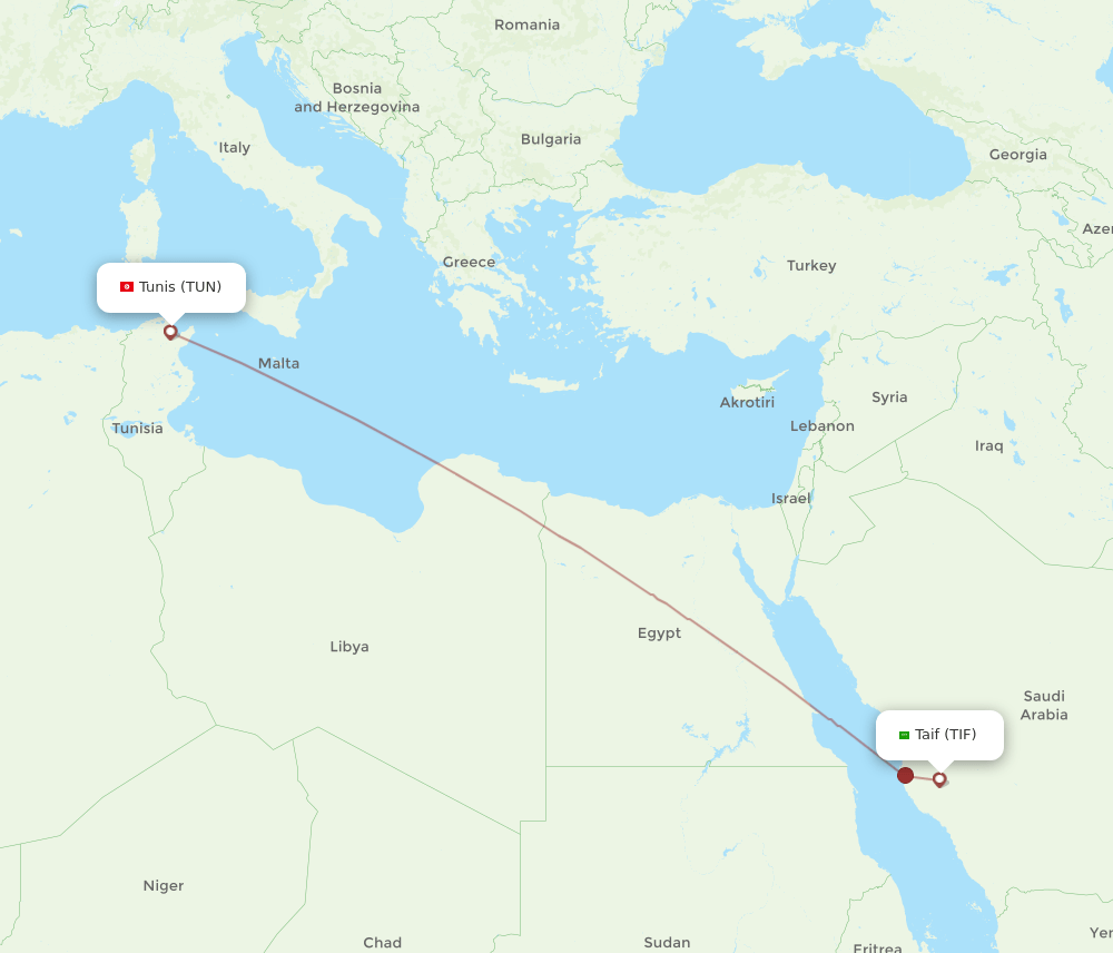 TIF-TUN flight routes