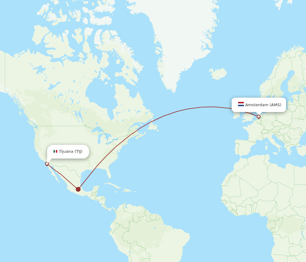 TIJ-AMS flight routes