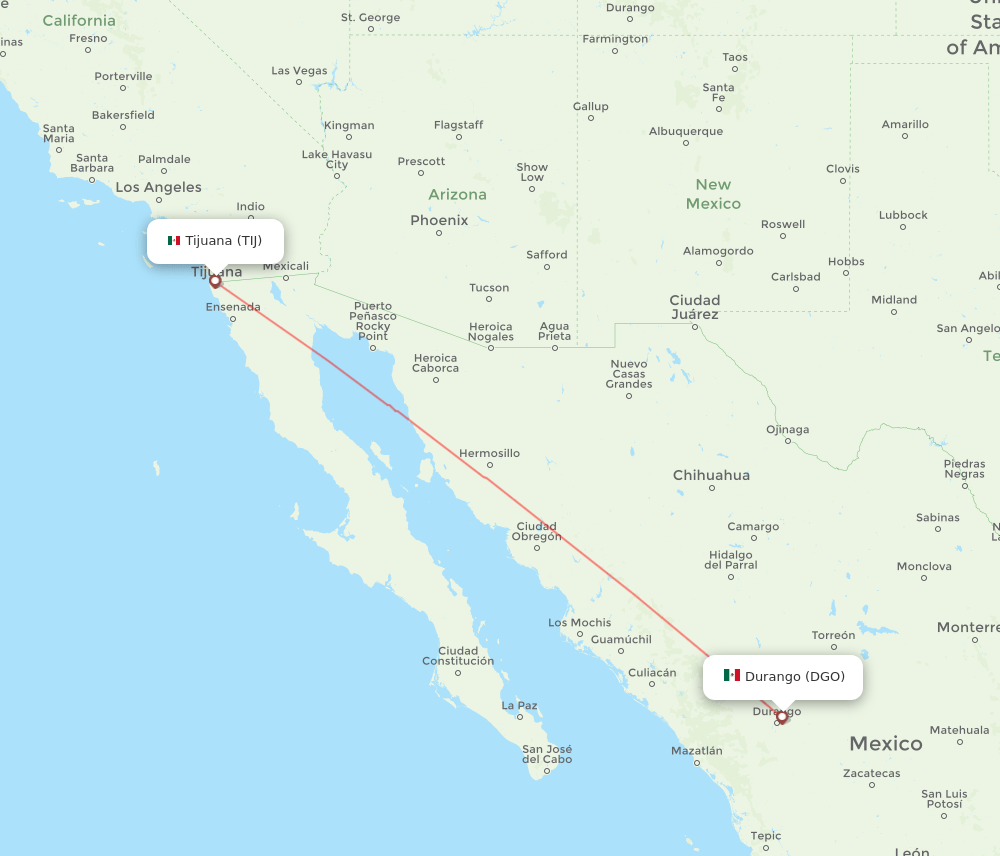 TIJ-DGO flight routes