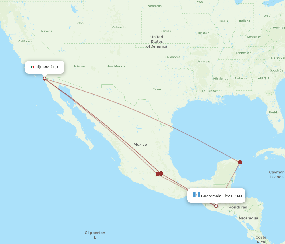 TIJ-GUA flight routes