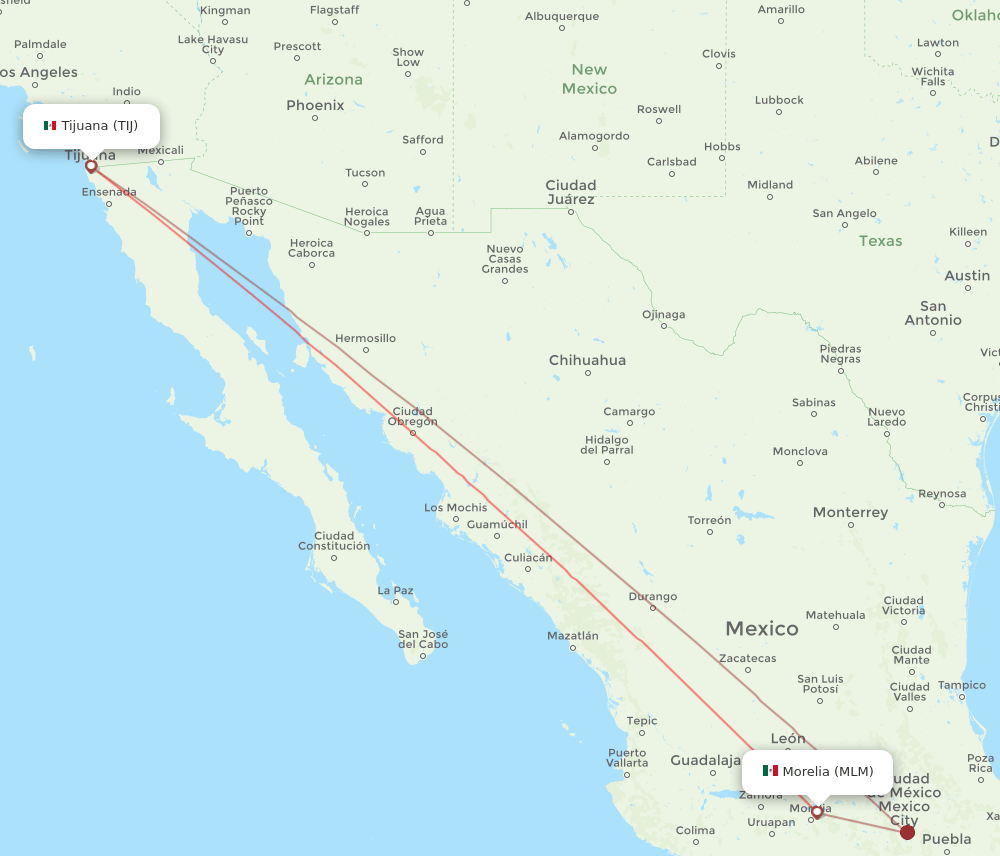 TIJ-MLM flight routes