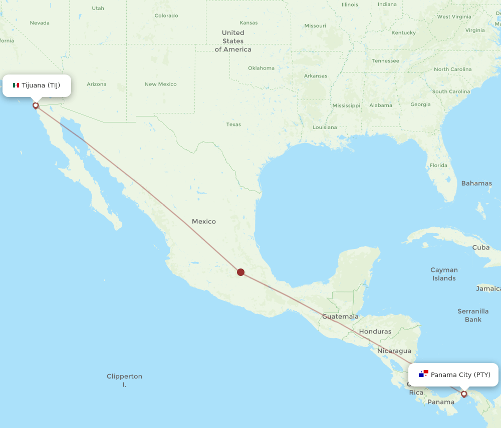 TIJ-PTY flight routes