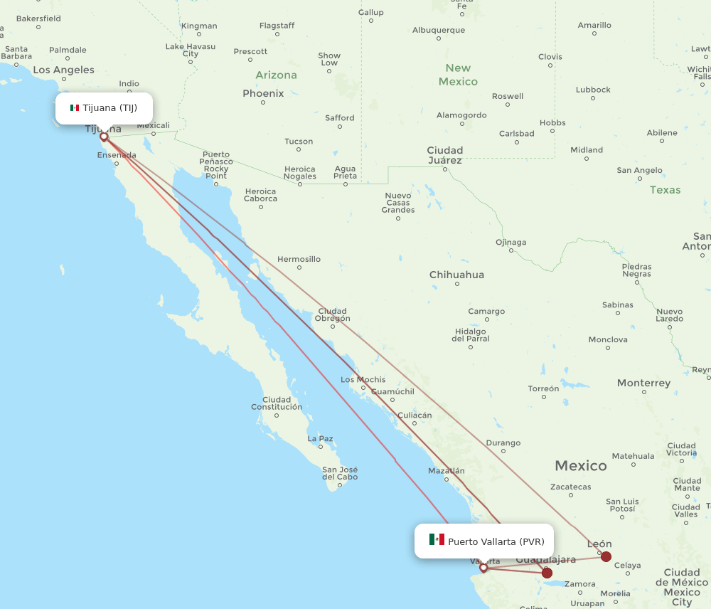 TIJ-PVR flight routes