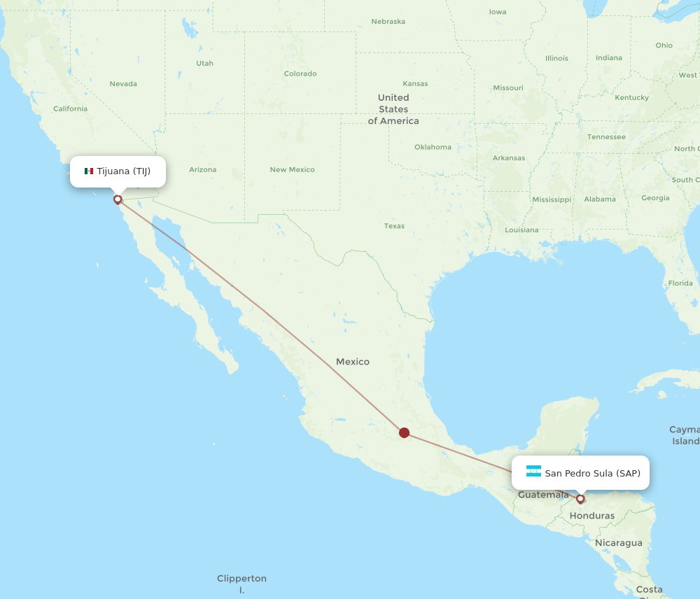 TIJ-SAP flight routes