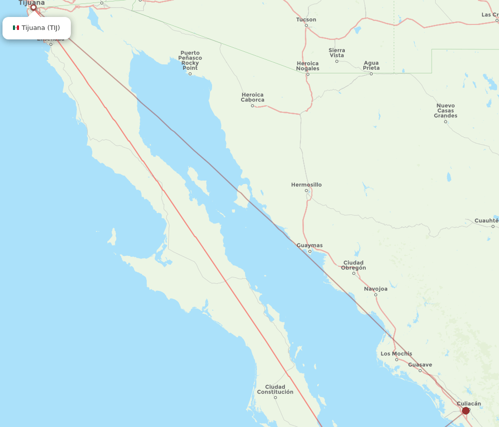 TIJ to SJD flights and routes map