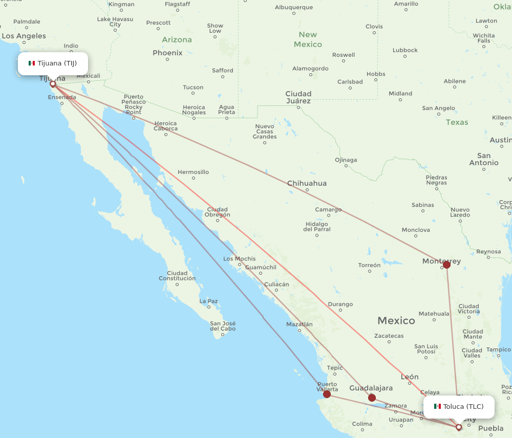TIJ-TLC flight routes