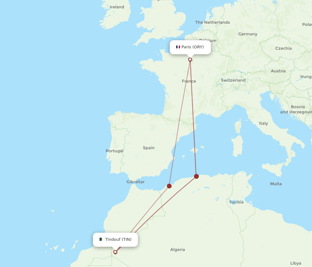 TIN-ORY flight routes