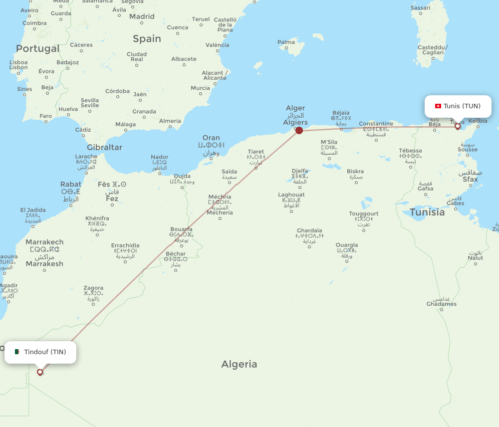 TIN-TUN flight routes