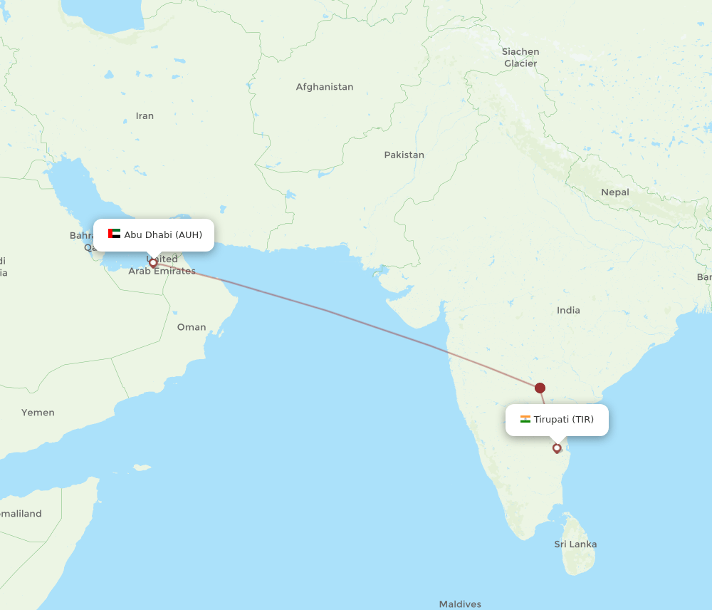 TIR to AUH flights and routes map
