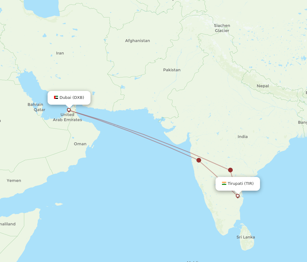 TIR-DXB flight routes
