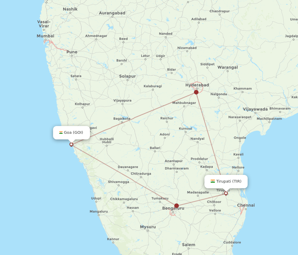 TIR-GOI flight routes