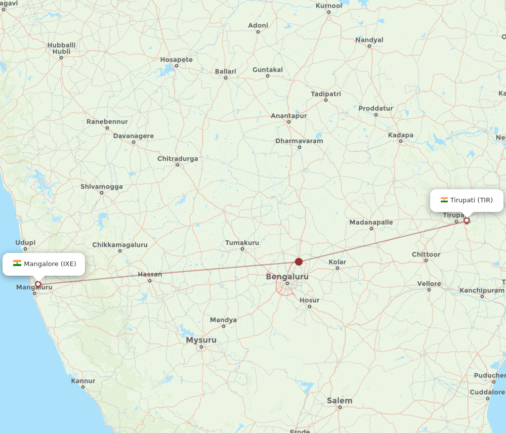 IXE to TIR flights and routes map
