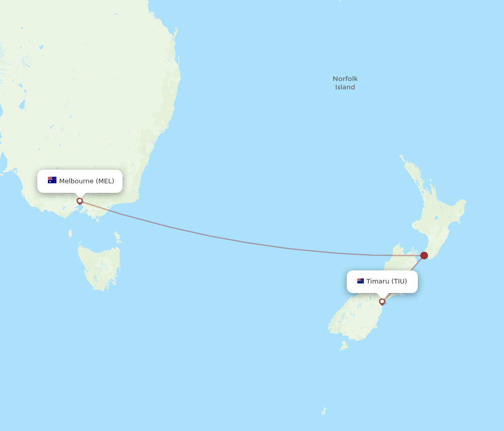 TIU-MEL flight routes