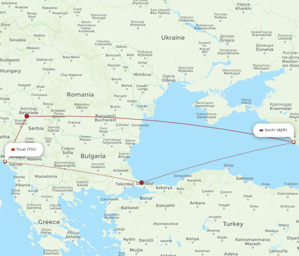TIV-AER flight routes