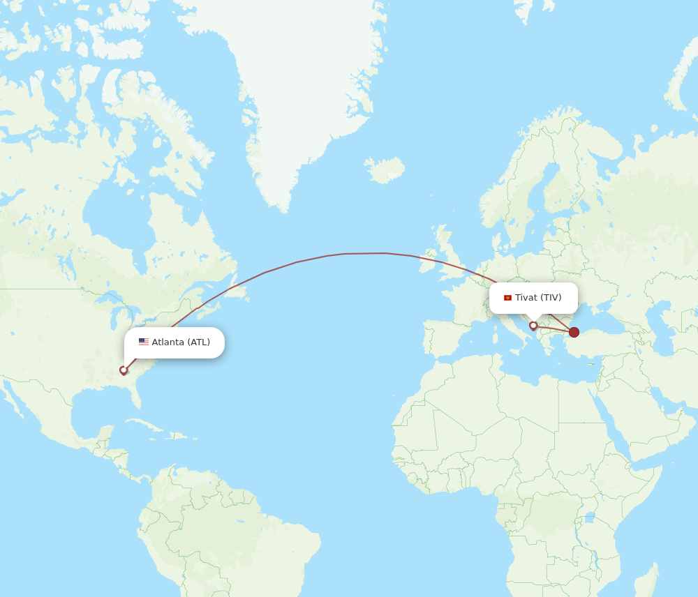 TIV-ATL flight routes