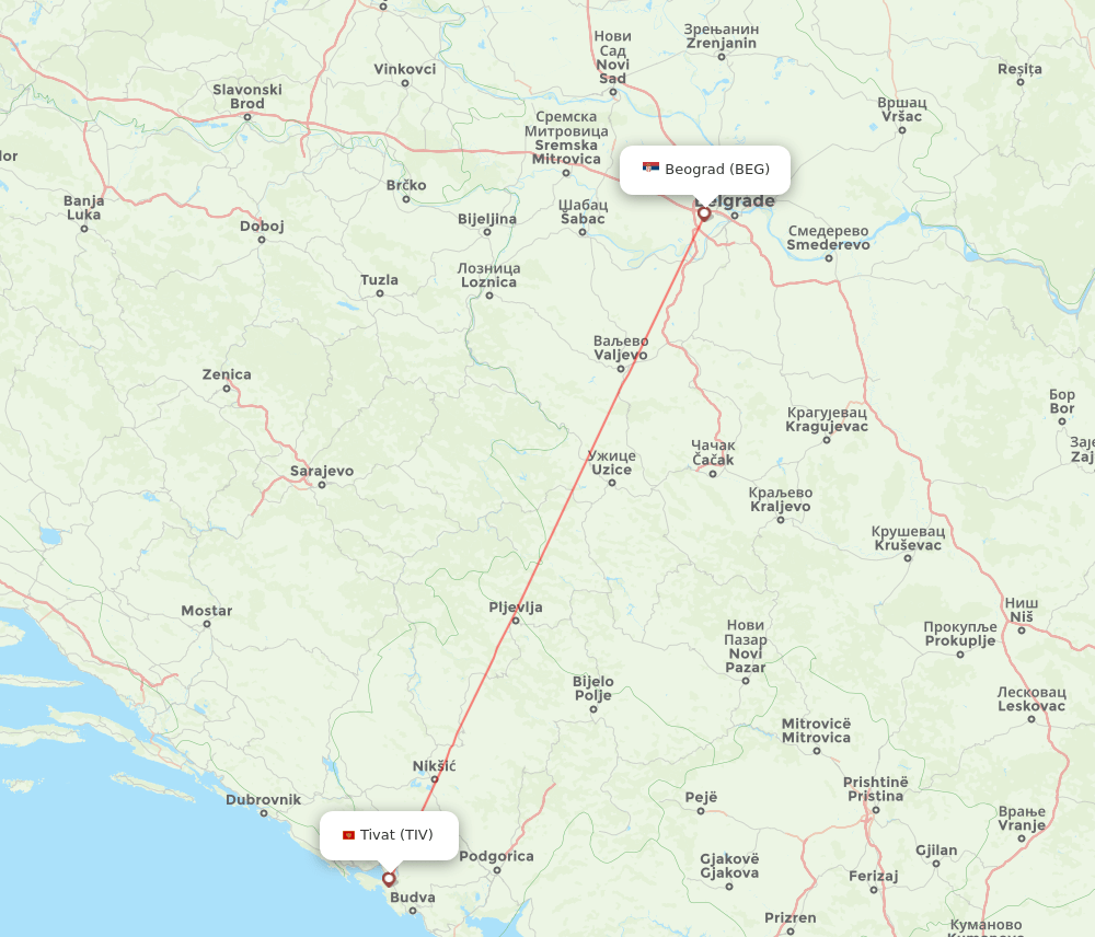 TIV-BEG flight routes