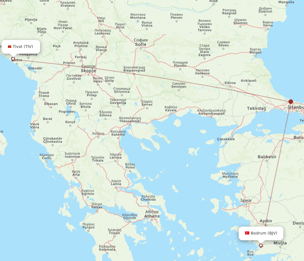 TIV-BJV flight routes