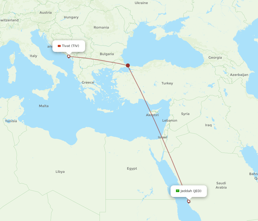 TIV-JED flight routes