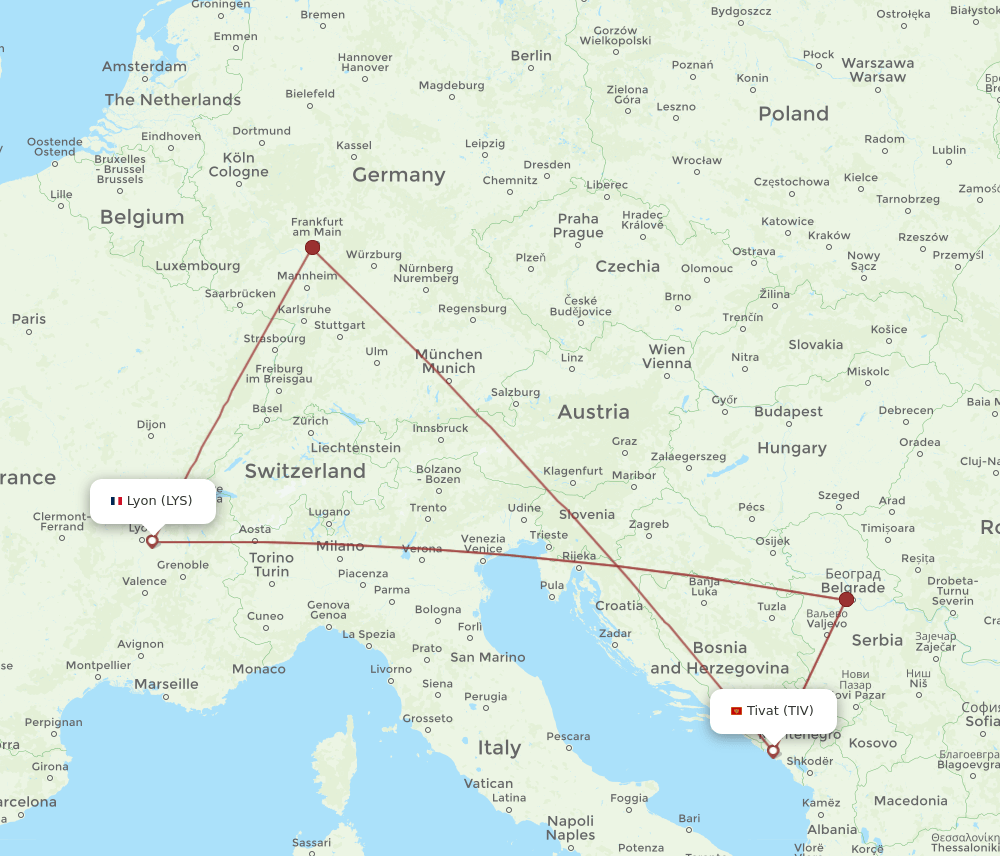 TIV-LYS flight routes