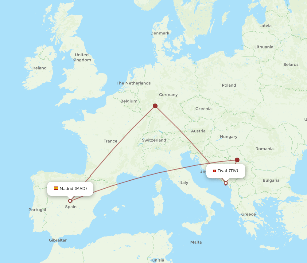 TIV-MAD flight routes