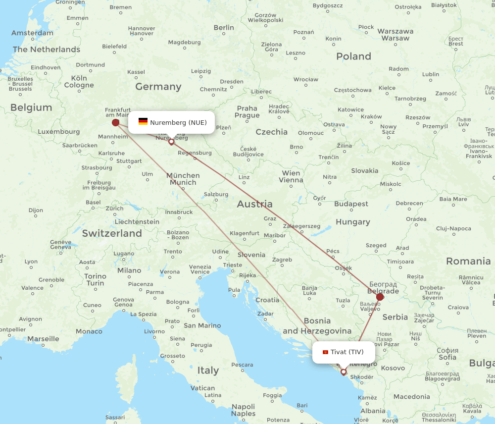 TIV-NUE flight routes