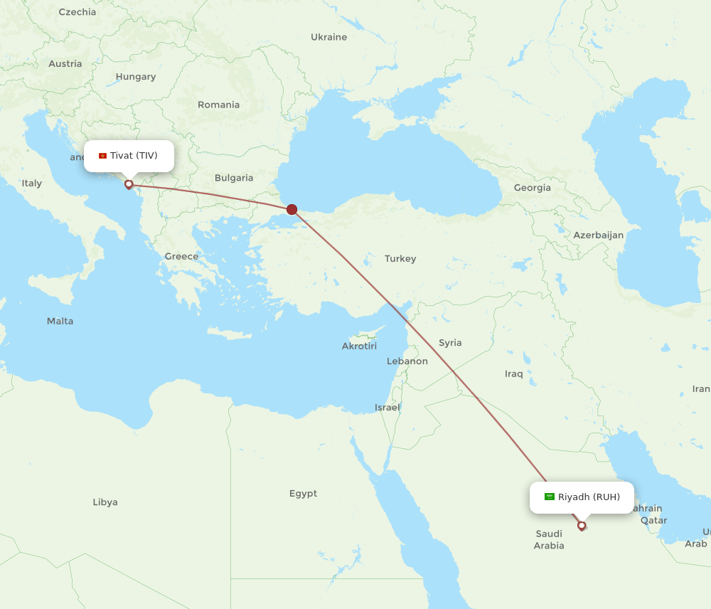 TIV-RUH flight routes