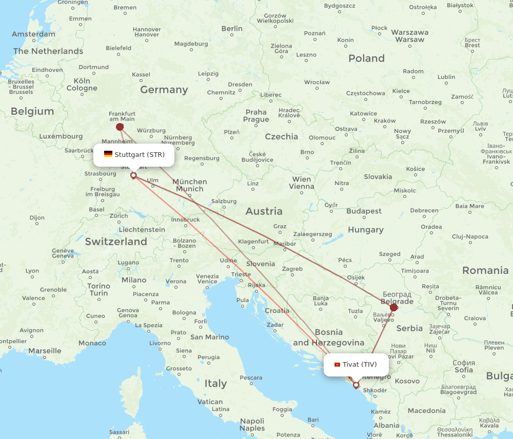 TIV-STR flight routes