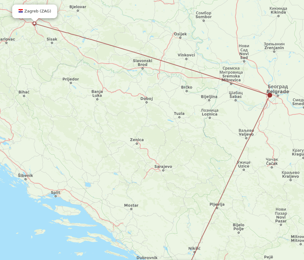TIV-ZAG flight routes