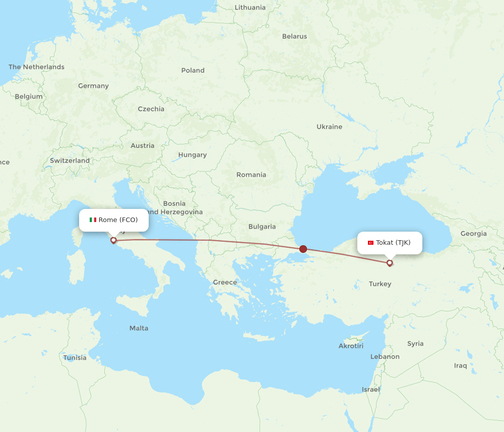 TJK-FCO flight routes