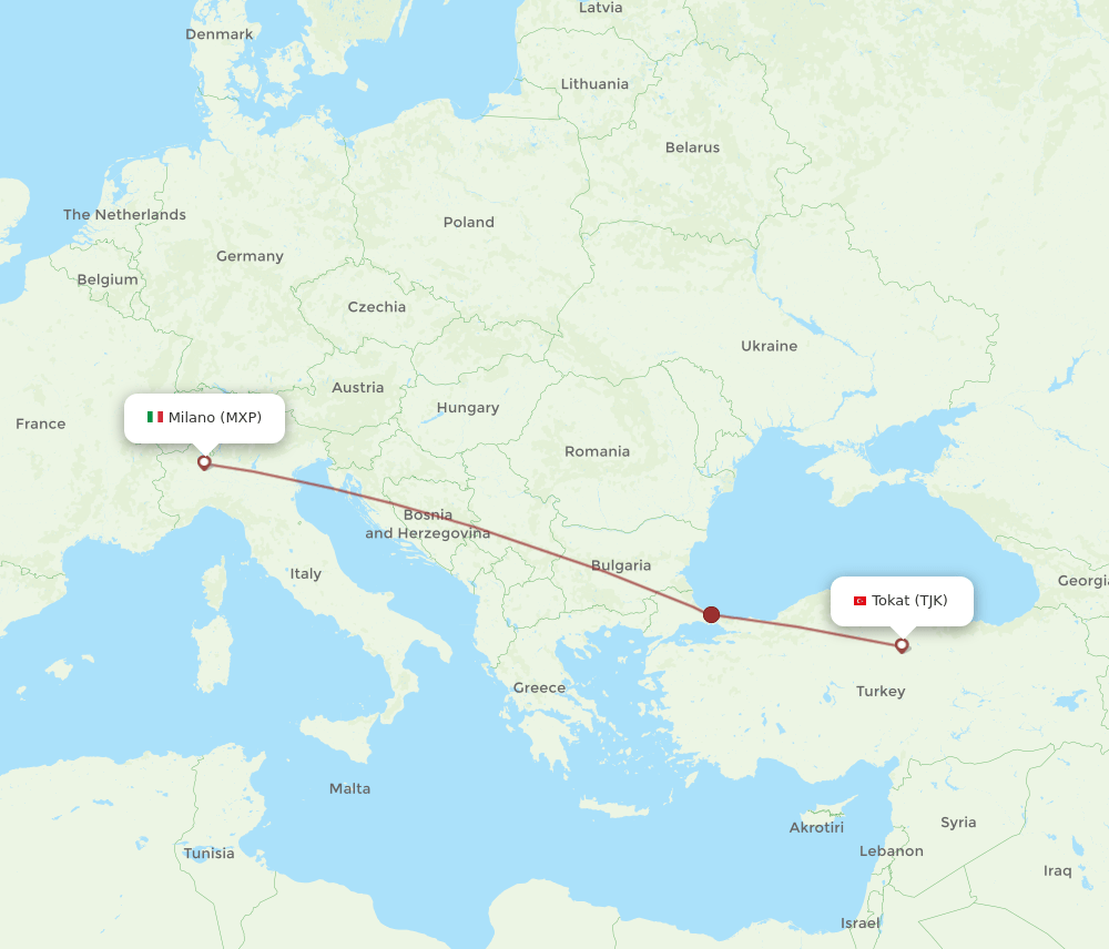 TJK-MXP flight routes