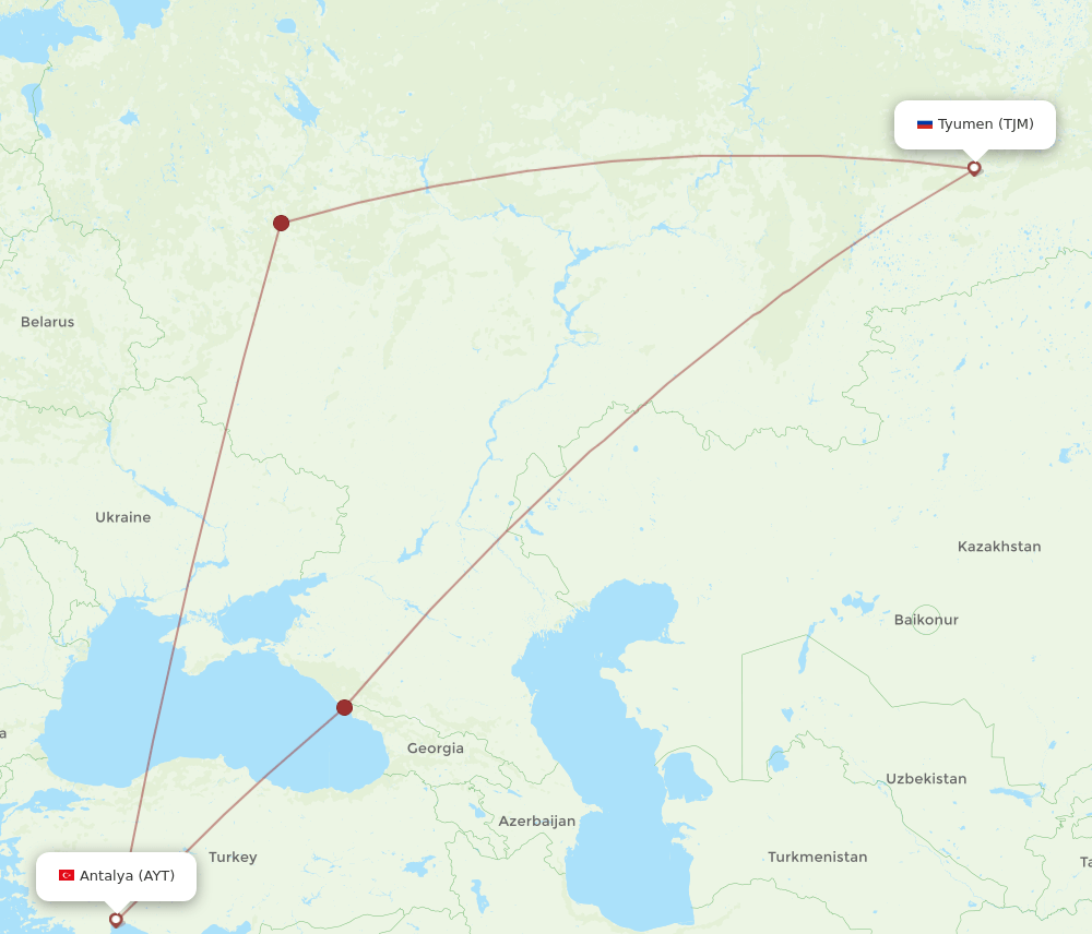 TJM-AYT flight routes