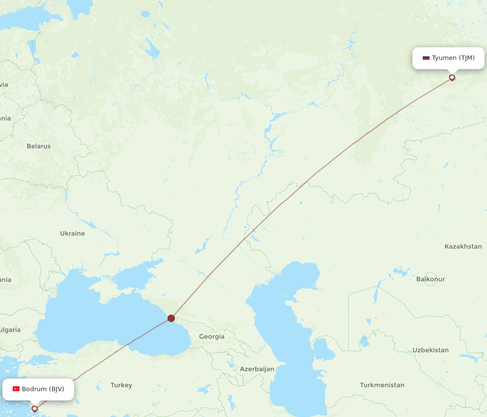 TJM-BJV flight routes