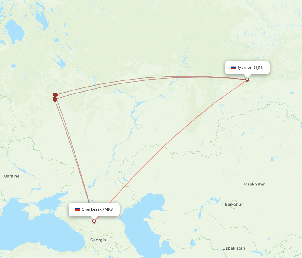 TJM to MRV flights and routes map
