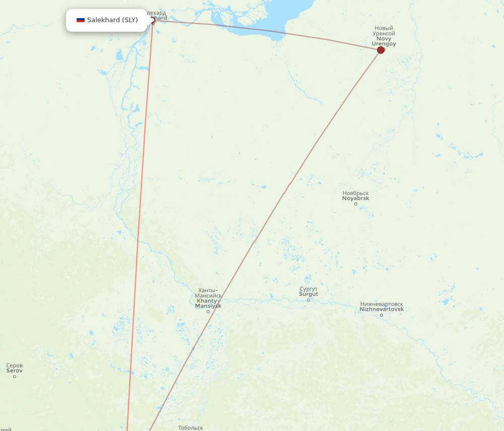 TJM to SLY flights and routes map