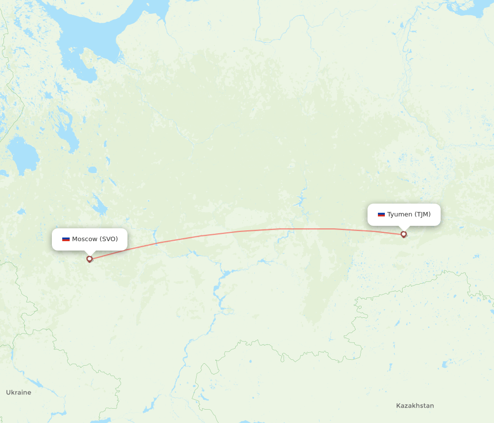 TJM to SVO flights and routes map